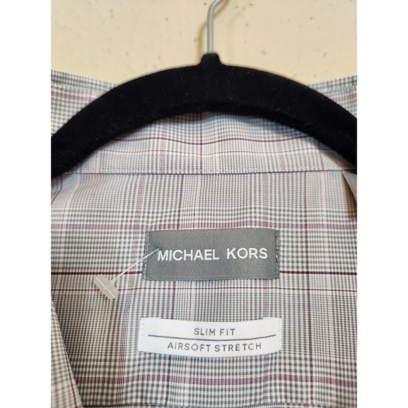 Michael Kors Men's Multi Plaid Slim Fit Airsoft Stretch Button Up Shirt XXL NWT - Picture 3 of 8